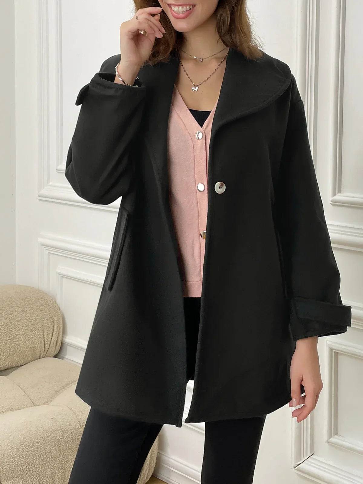 Synthia™ | Manteau Long à Col Châle